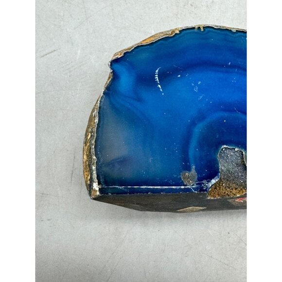 Blue Brazilian Agate Stone Half With Polished Surface & Natural Raw Edges READ - Picture 10 of 12